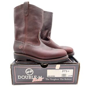 Double-H Boots Mens 12 EE USA Brown Leather Ranch Wellington Work Boots NIB 3730